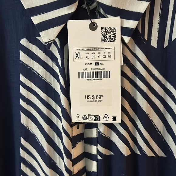 Zara navy and white dress. - Picture 3 of 3